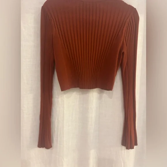 ba&sh Rust Button Down Ribbed Top - Picture 4 of 8